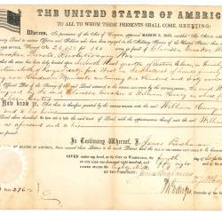 Patent Certificate, 1858