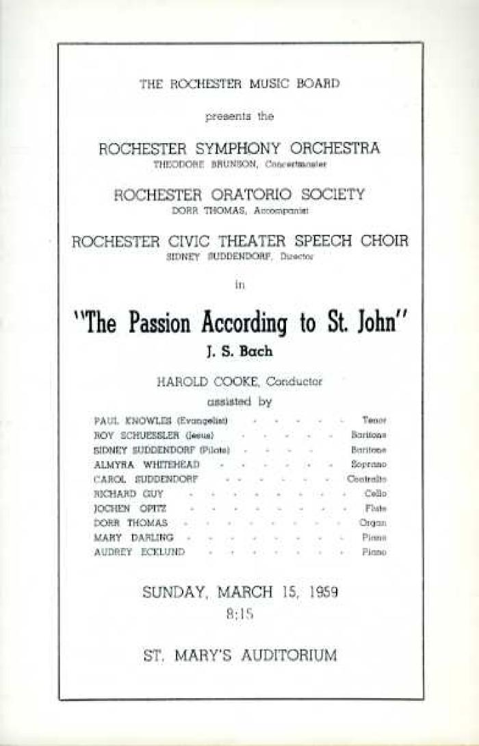 The Rochester Symphony Orchestra Program