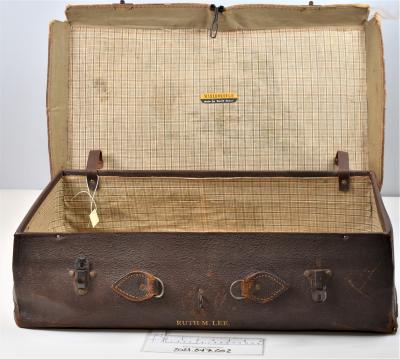Brown leather suitcase