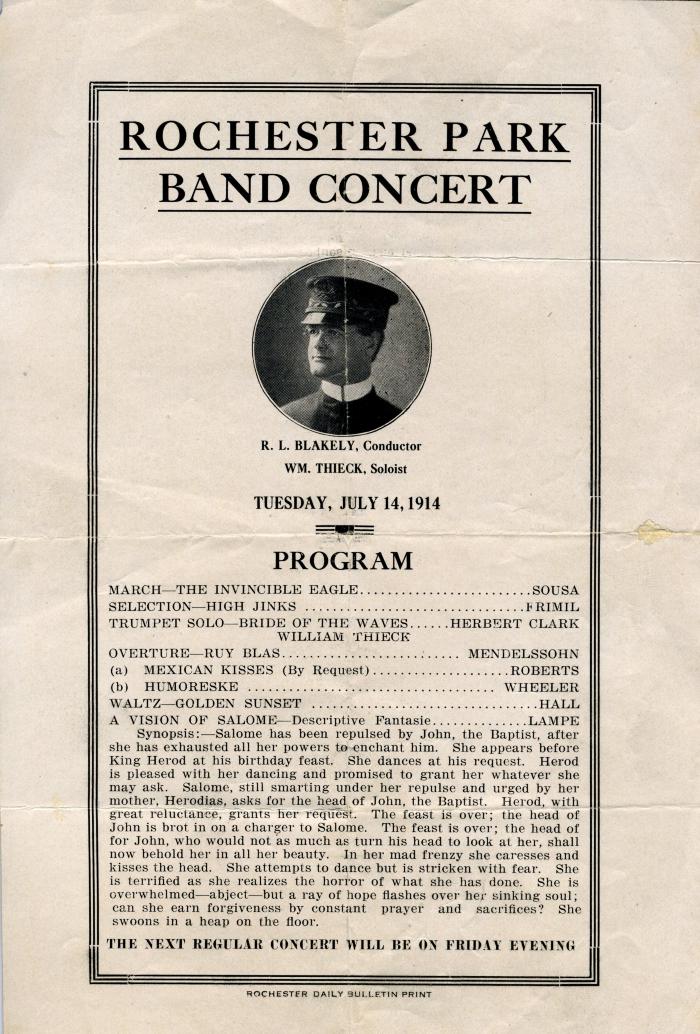 Rochester Park Band Concert Program