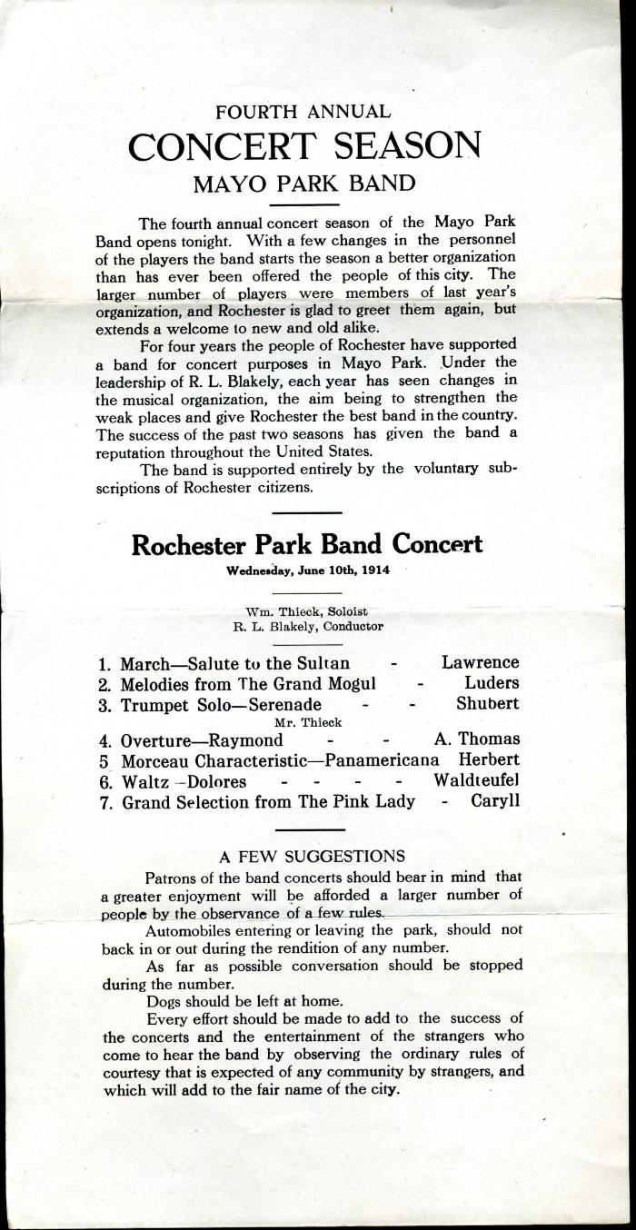 Fourth Annual Concert Season program