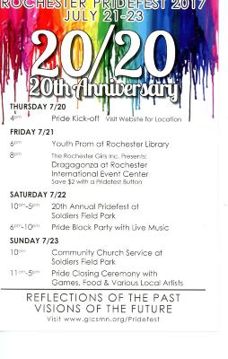 Rochester Pridefest 2017, 20/20 20th Anniversary