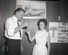 Mrs. Harris Pederson Wins 1962 Oldsmobile Part of Waterama Celebration, Glenwood, Minnesota 