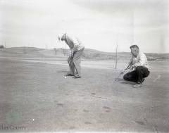 Warming Up Their Golf Clubs, Gilman Gandrud And Al Fjoslien, Long Beach, Minnesota 