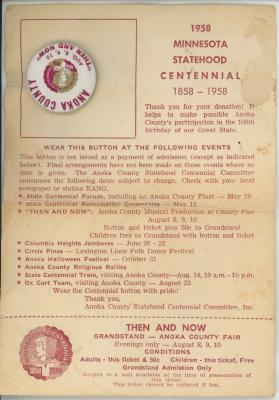 Minnesota Statehood Centennial pinback button