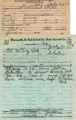 Train orders from Gloster railroad depot 