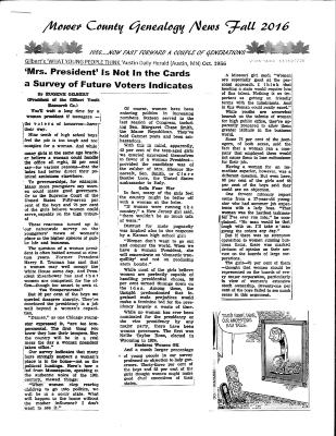 Mower County Genealogy News Fall 2016
