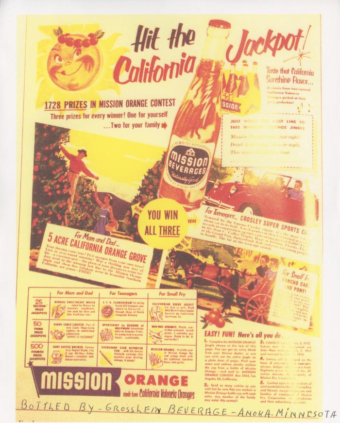 "Hit the California Jackpot" contest advertisement