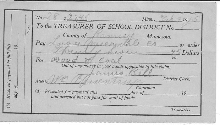 Request #28 for $27.45 for Luger Mercantile Company for wood and coal for School District #8
