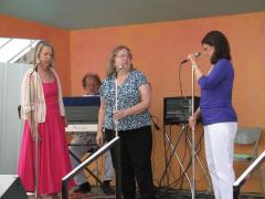 The Hotdishs warming up at the Pope County Fair