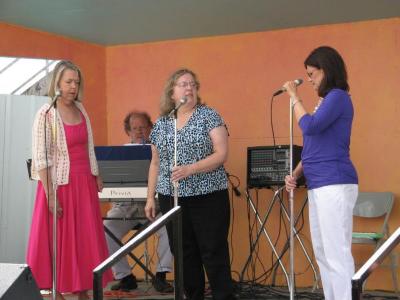 The Hotdishs warming up at the Pope County Fair