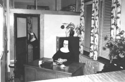 St. James Hospital Main Office, 1952,  Sr. Seraphine, Sr. Yvonne