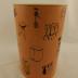 Wastebasket, pink cardboard with illustrations of household items printed on it, Maid of Honor