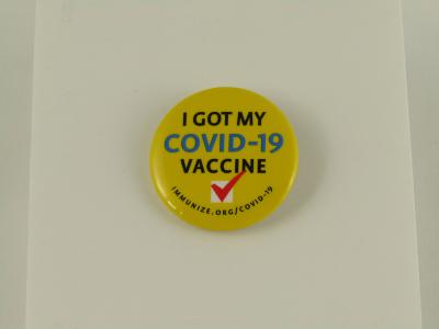 Button, Pin-back, Round, Covid-19 Vaccine 