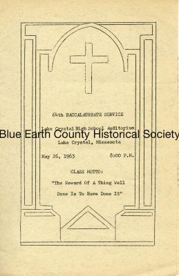 Lake Crystal HS 1963 Baccalaureate Service