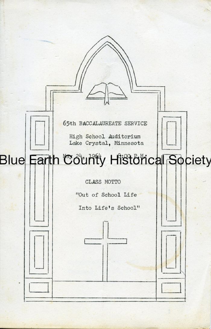 Lake Crystal HS 1964 Baccalaureate Service
