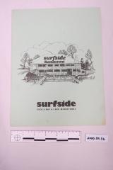 Surfside Restaurant Dinner Menu and Duplicate 