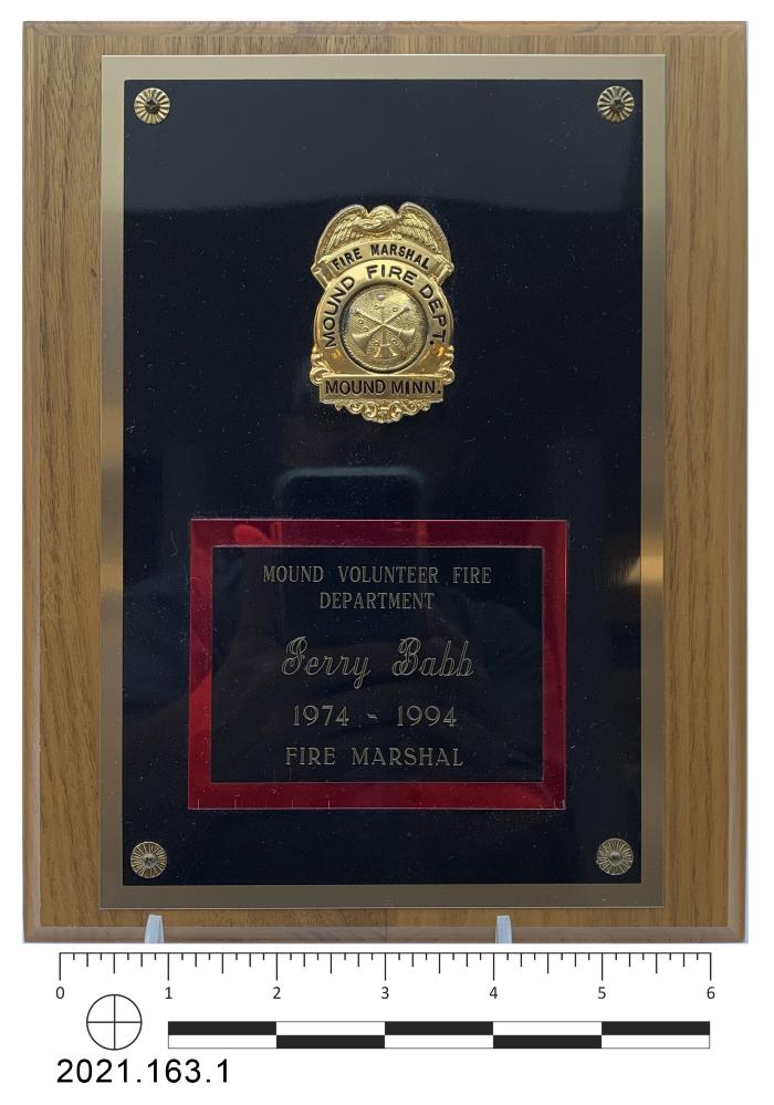 Fire Department Plaque, Mound