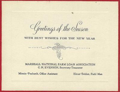 Greetings of the Season from Marshall National Farm Loan Association