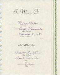 Mary Weber Funeral Guestbook Pages