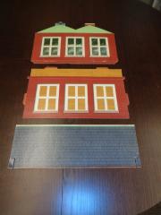 Toy, Village, Four Cardboard Houses with Roofs