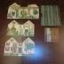 Toy, Village, Four Cardboard Houses with Roofs