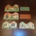 Toy, Village, Four Cardboard Houses with Roofs