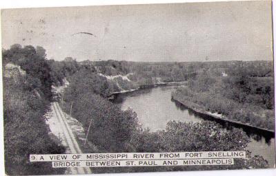 A view of Mississippi River from Fort Snelling Bridge between St. Paul and Minneapolis
