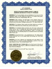 City of Mound Resolution No. 06-85 Proclaiming Andrews Sisters Day