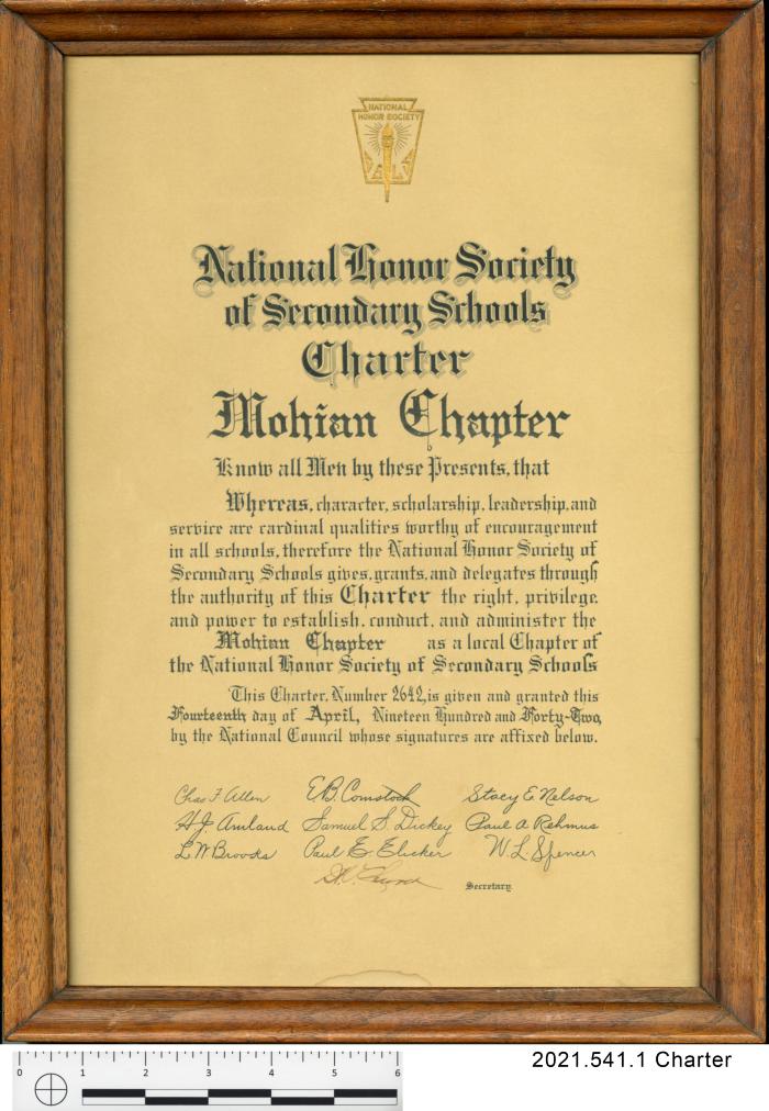 National Honor Society Charter, Mohian Chapter 