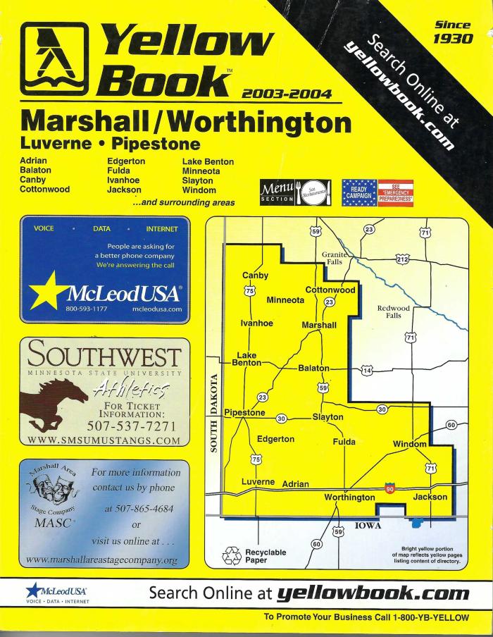 Marshall, Redwood Falls, Worthington Yellowbooks (6)