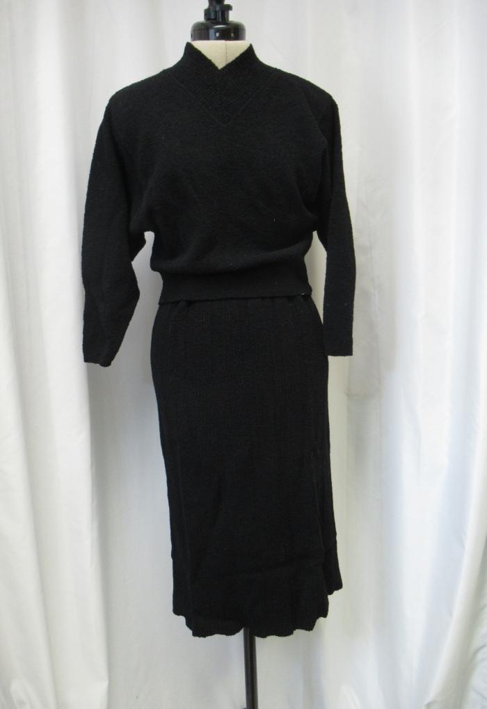 Black Knit Shirt and Skirt