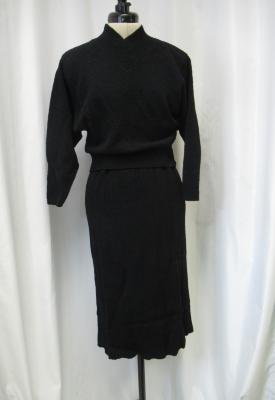 Black Knit Shirt and Skirt