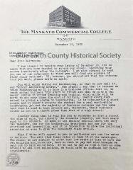 Letter from J. R. Brandrup to Esther Halverson Regarding Enrollment in the Mankato Commercial College