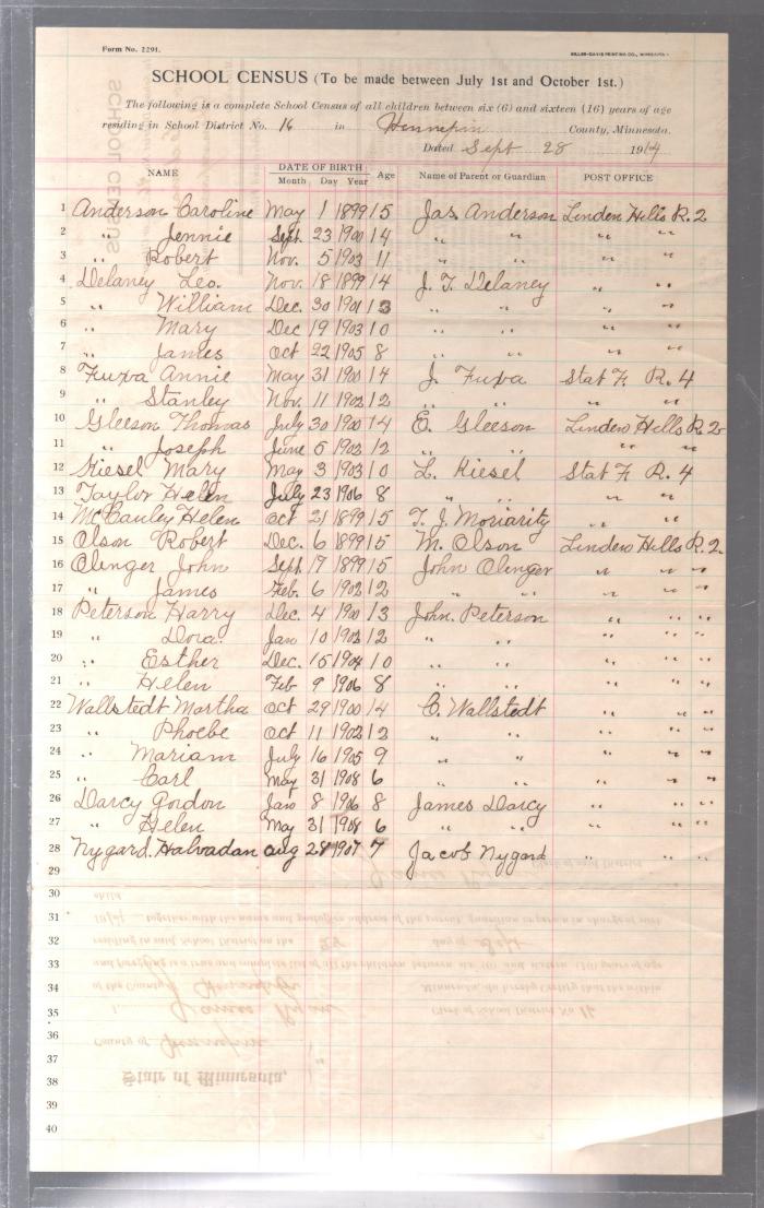 Cahill School Census