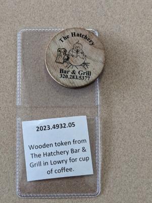 Token from the Hatchery Bar and Grill