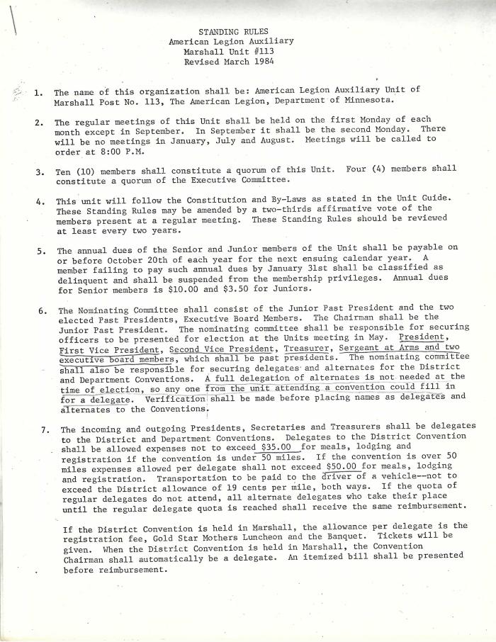 Standing Rules for American Legion Auxiliary Unit 113, Marshall (6)