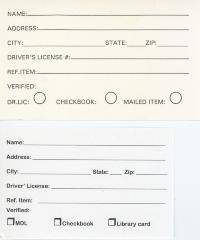 Address Cards used at the Anoka County Library