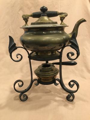 Brass Teapot with Burner and Stand, 1890