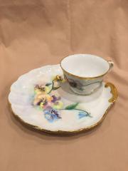 Teacup and Tea Plate, with Pansies