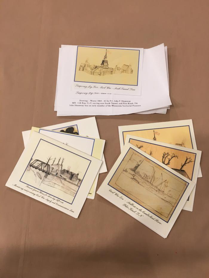 Cards with Drawings by Pvt. John P. Shumway