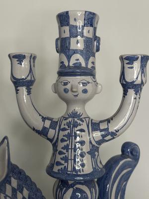 Sculpture - Candlestick with Horseman by Bjørn Wiinblad  