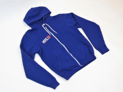 Blue "Vote No" Hooded Zipper Jacket or Sweatshirt