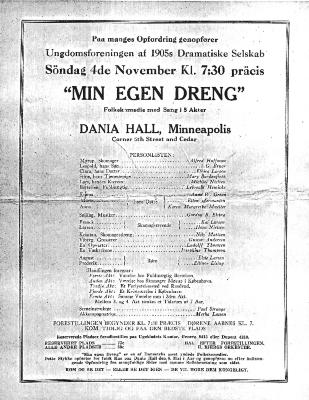 Promotional Flyer- Dania Hall play Min Egen Dreng