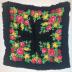 Black rayon scarf with colorful floral print, Alice Grover