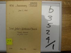 90th Anniversary Festival St Johns Lutheran  Church 1870-1960 June 5, 1960