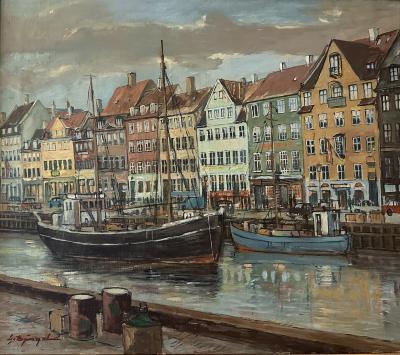 Painting - Boats on Nyhavn Canal