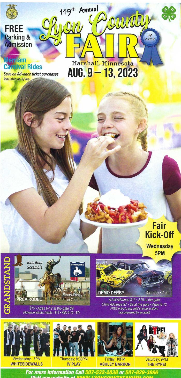 Advertisement for the 119th Annual Lyon Count Fair, August 9- 13, 2023