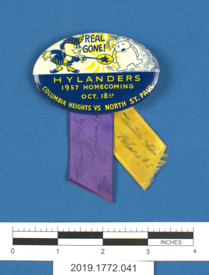 1957 Columbia Heights Hylanders Homecoming Pinback button