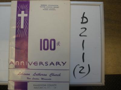 New London, Lebanon Lutheran Church, 100th Anniversary (5 copies)